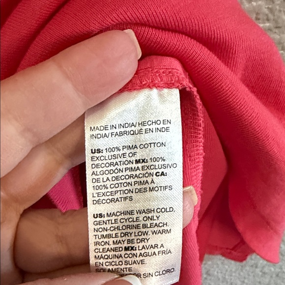 Chico’s size 2 Coral Women's Short Sleeve Top with Metallic Shoulder Trim - Picture 3 of 7